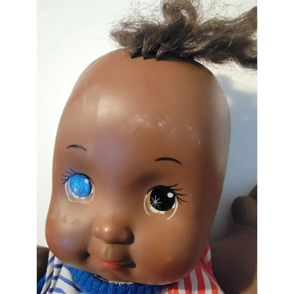 Vintage 1989 Magic Nursery‎ Doll African American 1980s Vtg Striped Pajamas
